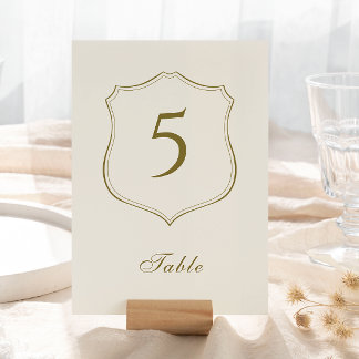 Numéro De Table Élégant Classic Golden Crest Mariage