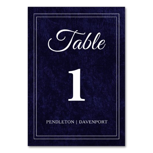 Numéro De Table Elegant Classic Navy Blue Wedding (Dos)