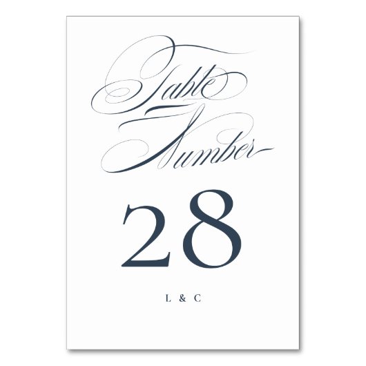 Numéro De Table Elégant classique marine sur Mariage de calligraph (Par défaut)