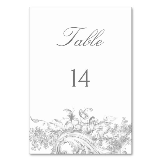 Numéro De Table Élégant classique Rococo Floral (Dos)