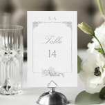 Numéro De Table Élégant classique Rococo Floral<br><div class="desc">Cette suite classique de décors historiques s'inspire des gravures du peintre Alexis Peyrotte,  datant du XVIIIe siècle,  avec du gris clair sur des feuilles blancs acanthus,  des parchemins ornés,  des fleurs et des feuilles. Cette collection est le complément parfait à un mariage élégant,  formel et romantique.</div>