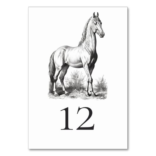 Numéro De Table Élégant Classy Formal Horse Mariage équestre (Dos)