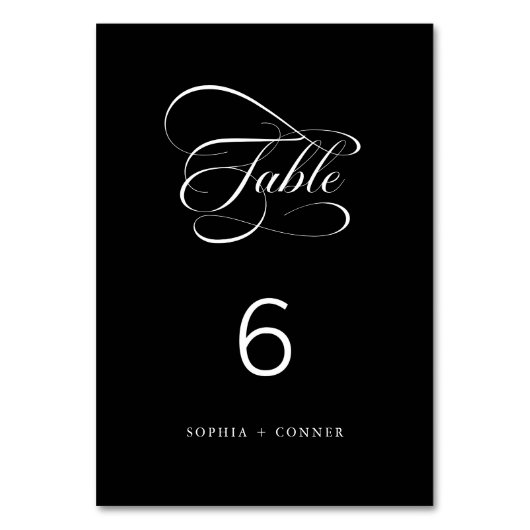 Numéro De Table Élégant Classy Mariage Noir (Par défaut)