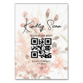 Numéro De Table élégant code qr menu de mariage botanique boho (Dos)