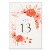 Numéro De Table Elegant Coral Floral Terracotta Wedding (Par défaut)
