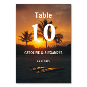Numéro De Table Elégant coucher de soleil d'été Plage tropicale Ha