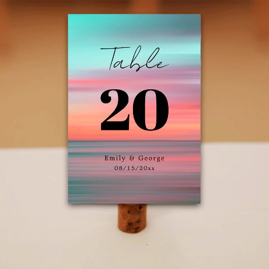 Numéro De Table Elégant coucher de soleil romantique Blue Sky Beac