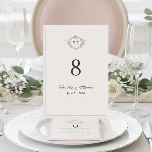 Numéro De Table Elegant Country Monogram Wedding Table Number