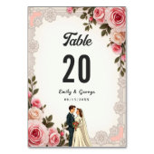 Numéro De Table Élégant Couple rose pâle Mariage Floral été (Dos)