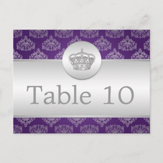 Numéro de table élégant Couronne Royale Violet (Devant)