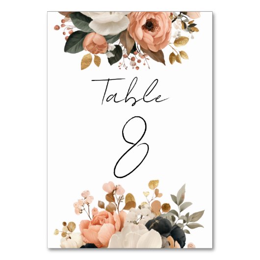 Numéro De Table Elegant Customizable Floral Table Number Cards (Par défaut)