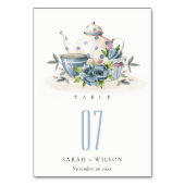 Numéro De Table Elégant Cute Aqua Blue floral Mariage de la Coupe (Par défaut)