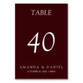 Numéro De Table Elegant Deep Burgendy Wedding Table (Dos)