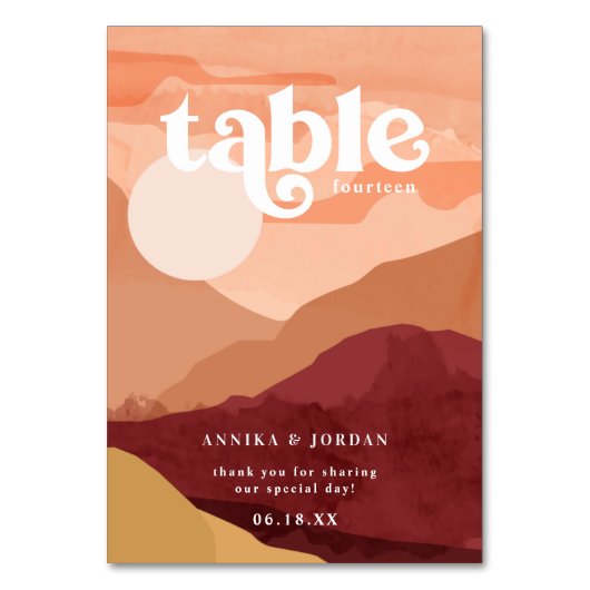 Numéro De Table Élégant désert | Terra Cotta Mariage personnalisé (Dos)