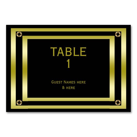 Numéro De Table Élégant diplôme en noir et or (Devant)