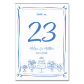 Numéro De Table Elégant Doodles tirés à la main Scribbles Mariage (Dos)