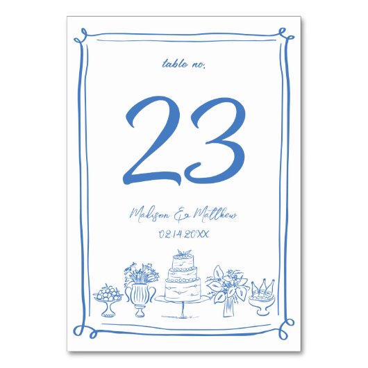 Numéro De Table Elégant Doodles tirés à la main Scribbles Mariage (Par défaut)