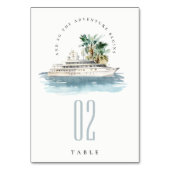 Numéro De Table Elégant Dusky Cruise Ship Palm Mariage marin (Par défaut)