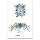 Numéro De Table Elegant Dusty Blue Floral Wedding Table Place Card (Par défaut)