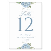 Numéro De Table Elegant Dusty Blue Hydrangea Wedding Table Number (Dos)
