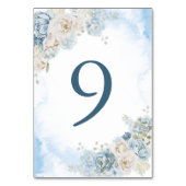Numéro De Table Elégant Dusty Blue Ivory Rose Flowers Mariage (Par défaut)