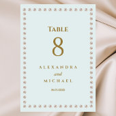 Numéro De Table Elégant Dusty Blue Pearl Mariage