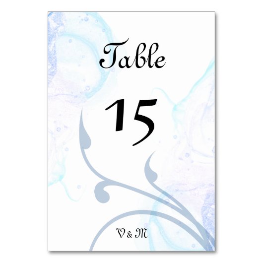Numéro De Table Elégant Dusty clair bleu ondulé (Dos)