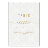 Numéro De Table Élégant écriture Blanc Dentelle Or Mariage Neuf 9 (Dos)