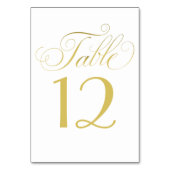 Numéro De Table Élégant écriture calligraphique dorée mariage blan (Par défaut)