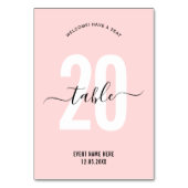 Numéro de table élégant écriture rose pâle moderne (Par défaut)