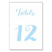 Numéro De Table Élégant écriture stylée mariage bleu blanc (Dos)