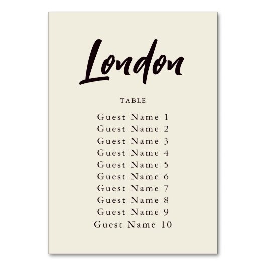 Numéro De Table Elegant Ecru Custom Table Name Assignation de sièg (Par défaut)