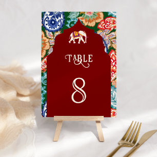 Numéro De Table Élégant éléphant d'art folklorique indien vibrant