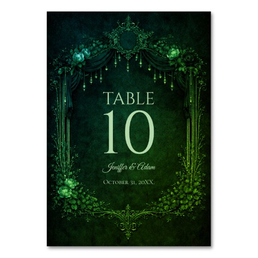 Numéro De Table Elegant emerald Gothic Wedding Table number (Par défaut)