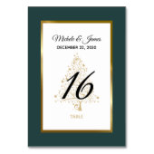Numéro De Table Élégant Emerald Green Gold Mariage (Dos)