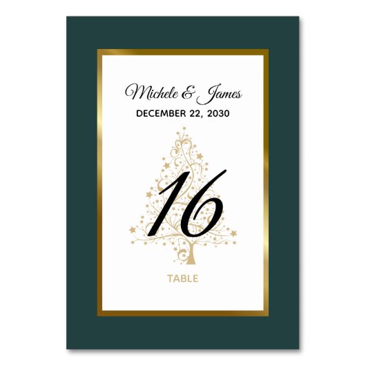 Numéro De Table Élégant Emerald Green Gold Mariage (Par défaut)
