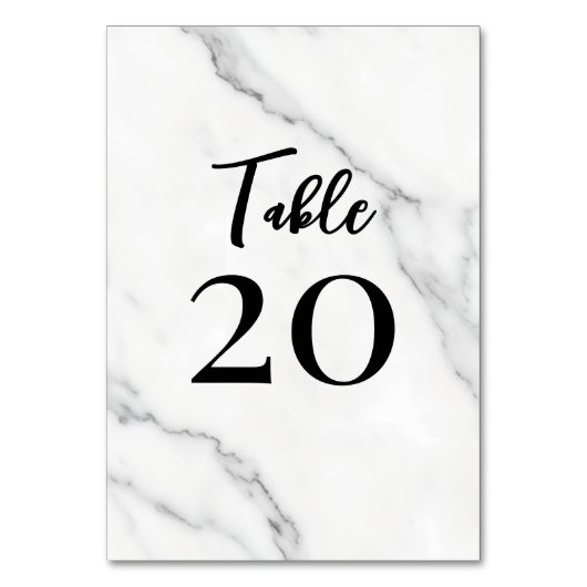 Numéro de table élégant en marbre et écriture noir (Par défaut)