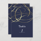 Numéro de table élégant en or et feuille de faux o (Devant / Derrière)