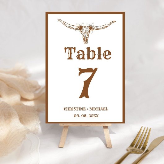 Numéro De Table Élégant et chic Boho Western Cowboy Mariage