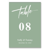 Numéro De Table Élégant et élégant : Mariage moderne Sage Green (Dos)