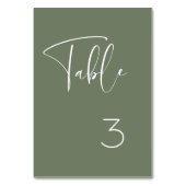 Numéro De Table Élégant et moderne mariage vert foncé (Dos)