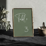 Numéro De Table Élégant et moderne mariage vert foncé<br><div class="desc">Une typographie moderne et une couleur verte sage tendance pour votre papeterie mariage : choisissez cette suite de mariage simple et élégante. Entièrement personnalisable : vous pouvez modifier l'arrière - plan ainsi que la couleur du texte comme vous le souhaitez.</div>