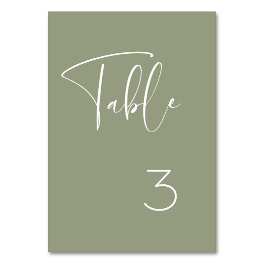 Numéro De Table Elégant et moderne mariage vert sauge (Dos)