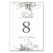 Numéro De Table Elégant Eucalyptus Feuille Mariage or vert (Par défaut)