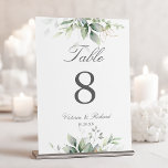 Numéro De Table Elégant Eucalyptus Feuille Mariage or vert<br><div class="desc">De beaux numéros de table mariage avec des eucalyptus aquarelles et des feuilles d'or.</div>