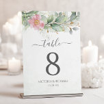 Numéro De Table Elégant Eucalyptus Feuille Mariage or vert<br><div class="desc">Beaux numéros de table mariage avec des eucalyptus couleur rose florale et des feuilles or.</div>