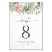 Numéro De Table Elégant Eucalyptus Feuille Mariage or vert (Dos)