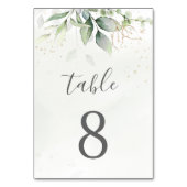 Numéro De Table Elégant Eucalyptus Feuille Mariage or vert (Dos)