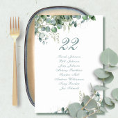 Numéro De Table Élégant Eucalyptus Mariage de noms de script botan