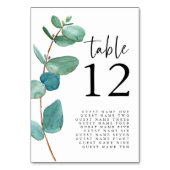 Numéro De Table Elégant Eucalyptus Script Mariage Nom d'hôte (Dos)
